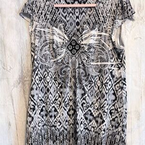 Apt. 9 Black and White Ornate Women's Blouse